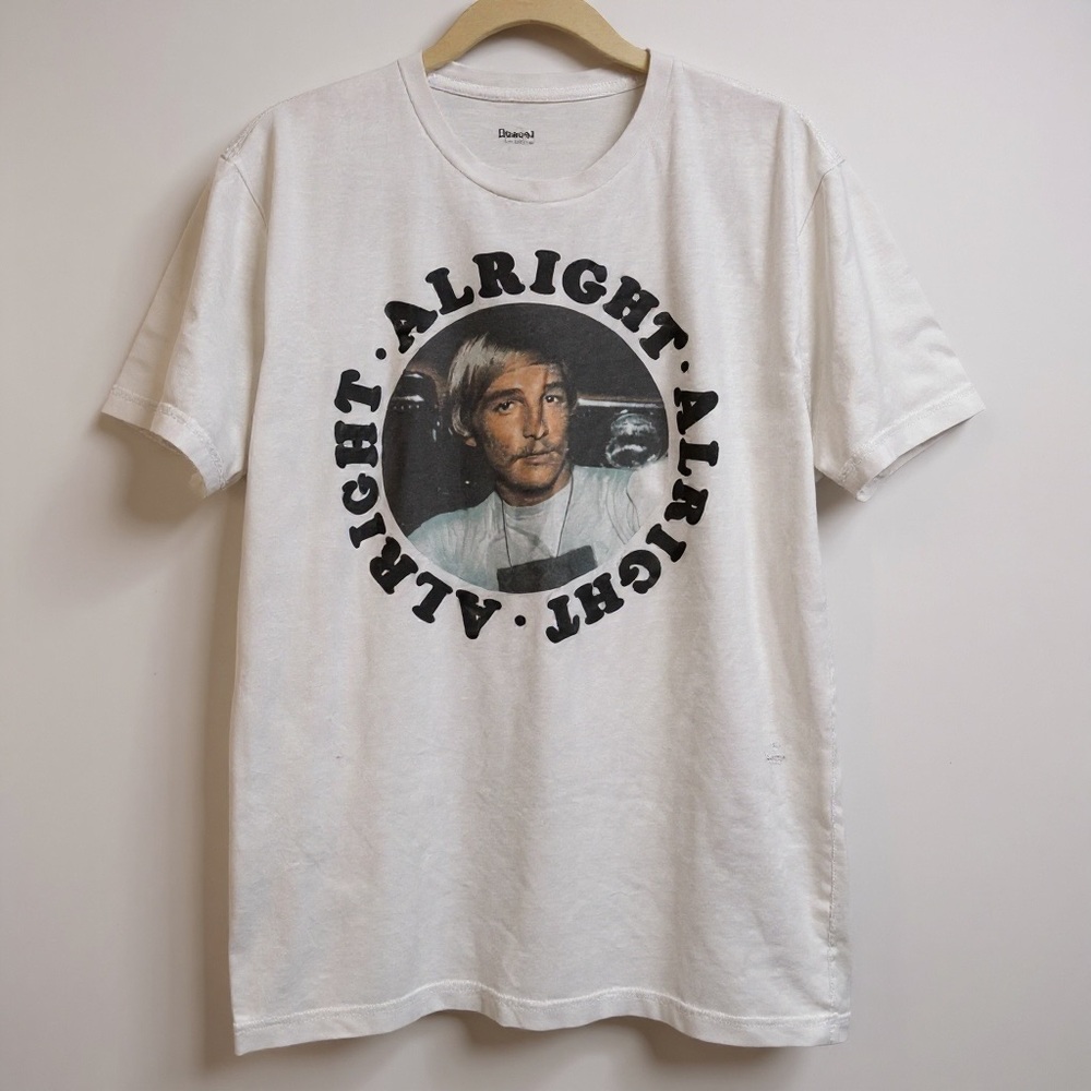 Graphic Tee - White "Alright" Print dazed and confused
